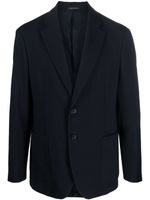 Giorgio Armani blazer à revers crantés effet micro-canneté - Bleu