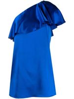 Saint Laurent robe volantée asymétrique à une épaule - Bleu - thumbnail