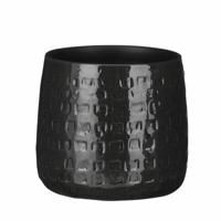 Mica Decorations Plantenpot Floyd - keramiek - zwart - D17 x H15 cm - uniek relief patroon