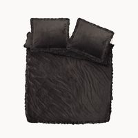 Dekbedovertrek Velvet Ruffles - Eenpersoons (140x200 cm) - Zwart Polyester-katoen - Dessin: Effen - Dreamhouse - Dekbed-Discounter.nl