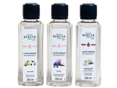 Maison Berger Navullingen set - voor geurbrander - Lady Flower / Angelique Black / Liliflora - 3 x 250 ml