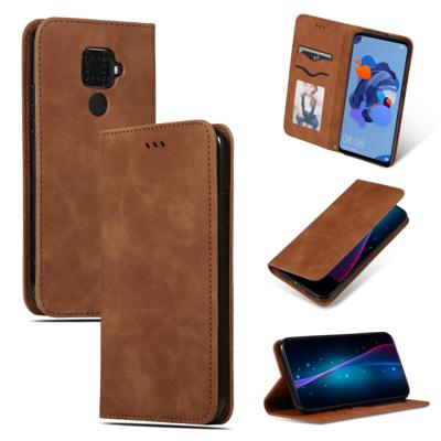 Voor Huawei mate 30 Lite retro huid voelen zakelijke magnetische horizontale Flip lederen draagtas (bruin)