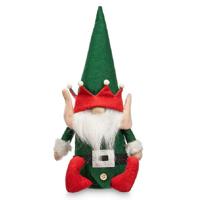 Krist+ kerstelf knuffel - 35 cm - pluche - groen/rood - kerstknuffel elf
