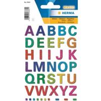 Alfabet stickervel met 84x plakletters - gekleurd - H1,5 cm per letter - Hobby knutsel stickers