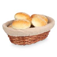 Kipit Broodmandje met stof - riet/canvas - bruin - 29 x 10 cm - landelijke stijl - Broodjes serveren