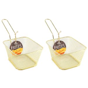 8x stuks gouden patat/snack serveermandjes/frietmandjes 14 cm