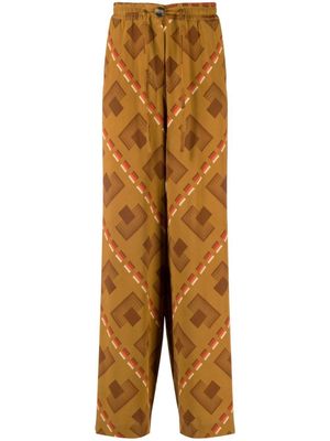 Pierre-Louis Mascia pantalon imprimé à coupe ample - Marron