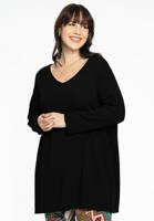 Yoek Trui met V-hals cashmere | Zwart | Maat 46/48
