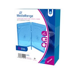 MediaRange BOX38-3-30 CD-doosje Blu-Ray-doos 3 schijven Blauw, Transparant