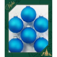 Kerstballen - 6x st - blauw - 7 cm - glas - intens blauw - kerstversiering - thumbnail