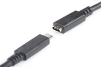 Digitus USB-kabel USB 2.0 USB-C stekker, USB-C bus 2.00 m Zwart Flexibel, Folie afscherming, Afscherming gevlochten AK-300210-020-S - thumbnail