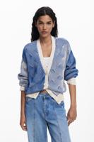 Tweekleurig gebreid vest - BLUE - XL