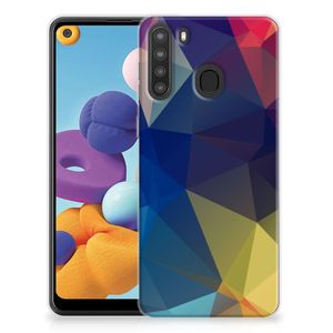 Samsung Galaxy A21 TPU Hoesje Polygon Dark