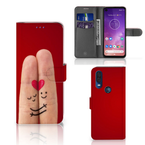 Motorola One Vision Wallet Case met Pasjes Liefde - Origineel Romantisch Cadeau