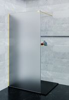 Saniclear Blurred douchewand matglas 70x200cm geborsteld messing profiel