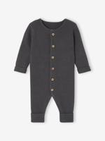 Geribde babypyjama met lange mouwen antraciet