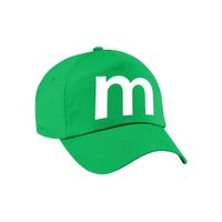 Letter M pet / cap groen voor volwassenen - verkleed / carnaval baseball cap - thumbnail