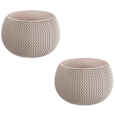 Kunststof bloempot/plantenpot Splofy - 4x - taupe - D19 x H20 cm - 4 liter - rond - buiten/tuin pott