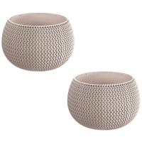 Kunststof bloempot/plantenpot Splofy - 4x - taupe - D19 x H20 cm - 4 liter - rond - buiten/tuin pott