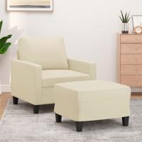 Fauteuil met voetenbank 60 cm kunstleer crèmekleurig