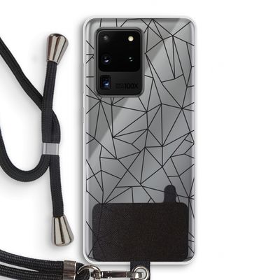 Geometrische lijnen zwart: Samsung Galaxy S20 Ultra Transparant Hoesje met koord