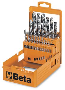 Beta Set spiraalboren, korte uitvoering HSS volledig geslepen glimmende afwerking (art. 142) in kistje 412/SP19 - 004120419