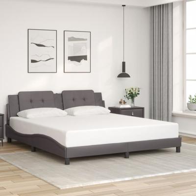 Bedframe met hoofdbord kunstleer grijs 180x200 cm