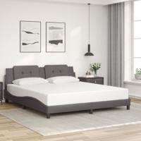 Bedframe met hoofdbord kunstleer grijs 180x200 cm