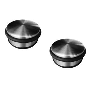 Benson Deurstopper - Pakket van 2x stuks - RVS - rond - 4,5 x 11 cm - 1 kg - deurstop - zilver