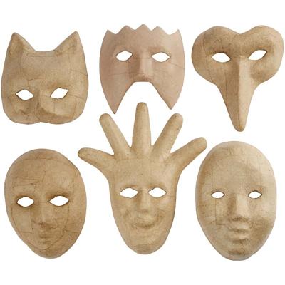 Creativ Company Maskers, h: 12-21 cm, 6 stuk/ 1 doos