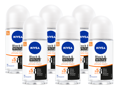 Nivea Black & White Invisible Ultimate Impact Deoroller Multiverpakking