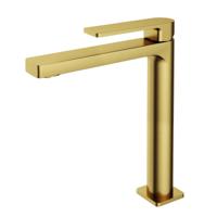 Hotbath Gal - Wastafelmengkraan - zonder Waste - Hoog - Geborsteld Messing PVD - Opbouw - Messing