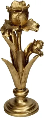 Kersten kandelaar polyresin iris 13x10x27cm goud