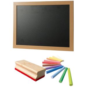 Schoolbord/krijtbord incl. 13 kleuren krijtjes met wisser 30 x 40 cm