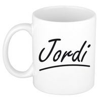 Naam cadeau mok / beker Jordi met sierlijke letters 300 ml   - - thumbnail