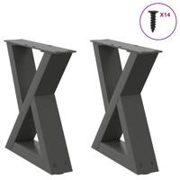 Salontafelpoten 2 st 30x(30-31,3) cm staal antraciet
