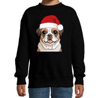 Kersttrui / sweater honden - kinderen - Mopshondje - zwart - kerstmuts - Kerstmis