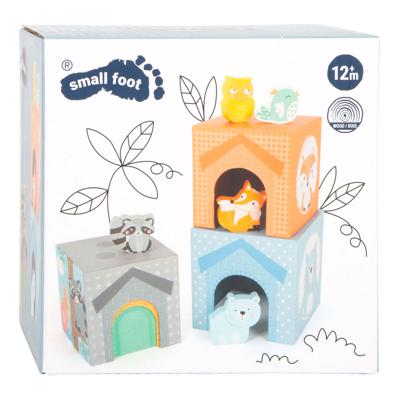 Small Foot stapeltoren met bosdieren pastel, 10dlg.