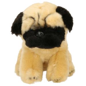 Knuffeldier hond Mopshond - zachte pluche stof - premium knuffels - beige - 15 cm