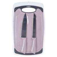 Excellent Houseware keuken Messenset - met snijplank - roze - Kook accessoires - Snijplanken set