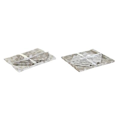 Tafelkleed en servetten DKD Home Decor 2 Stuks 150 x 150 x 0,5 cm Beige Wit Lichtbruin