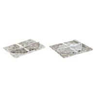 Tafelkleed en servetten DKD Home Decor 2 Stuks 150 x 150 x 0,5 cm Beige Wit Lichtbruin