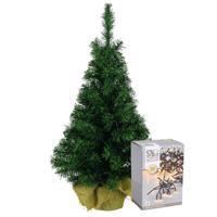 Decoris kerstboom 90 cm met clusterverlichting warm wit - Kunstkerstboom - thumbnail