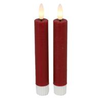 Countryfield Led dinerkaarsen - 2x st- rood -H15cm - met afstandsbediening - kaarsen