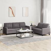 2-delige Loungeset met kussens kunstleer grijs