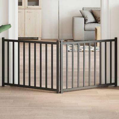 VidaXL Hondenhek inklapbaar 2 panelen 160 cm massief vurenhout zwart