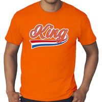 Grote maten King met sierlijke wimpel t-shirt oranje voor heren - Koningsdag shirts - thumbnail