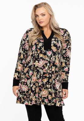 Yoek Tuniek wide bottom PAISLEY | Zwart | Maat 46/48