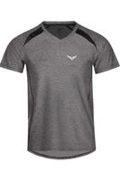 TRIGEMA Comfort Fit T-Shirt V-hals zwart/grijs, Melange