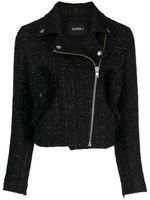 Goen.J veste de moto crop en tweed - Noir - thumbnail